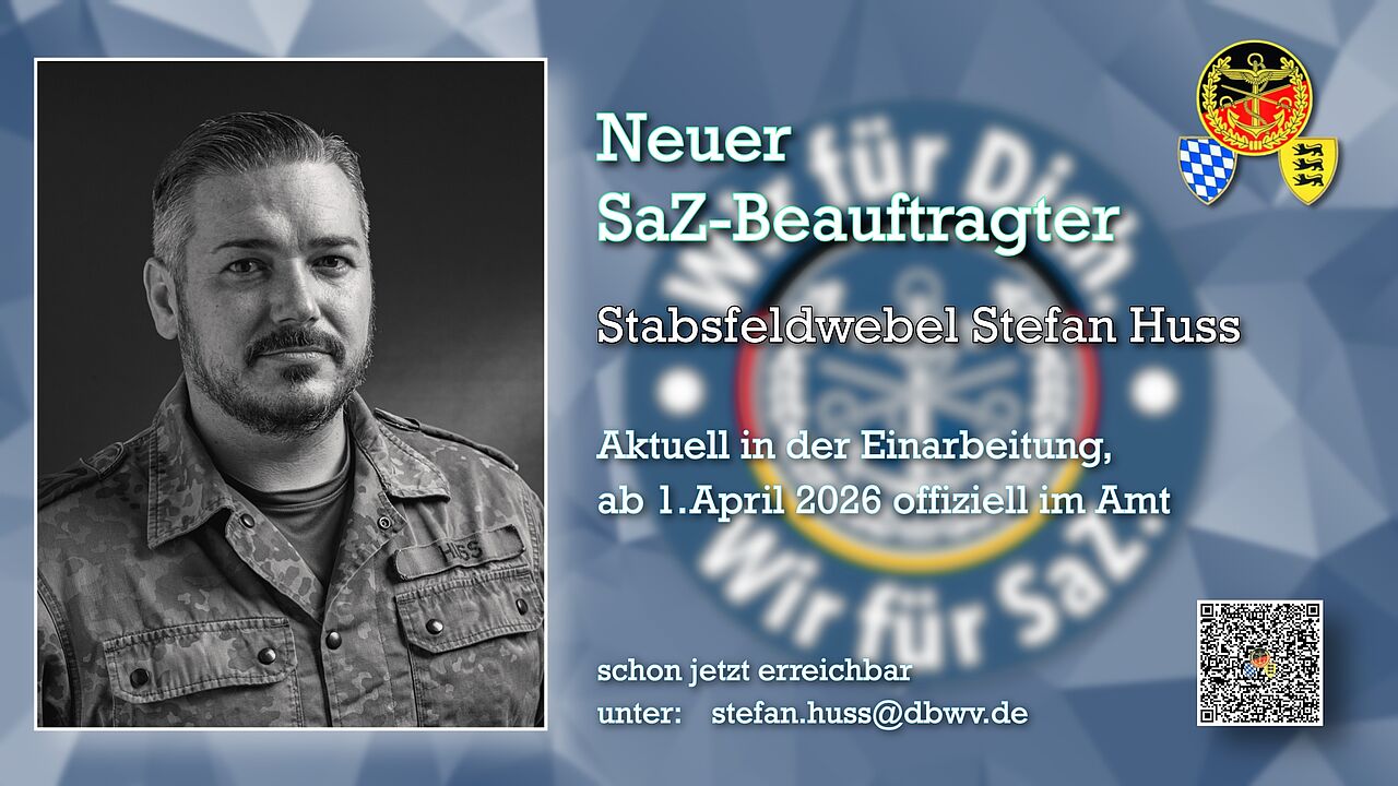 Noch in der Einarbeitung, ab 1. April 2026 offiziell im Amt: Stabsfeldwebel Stefan Huss als neuer SaZ‑Beauftragter. Foto: Bundeswehr/Peter Jaensch