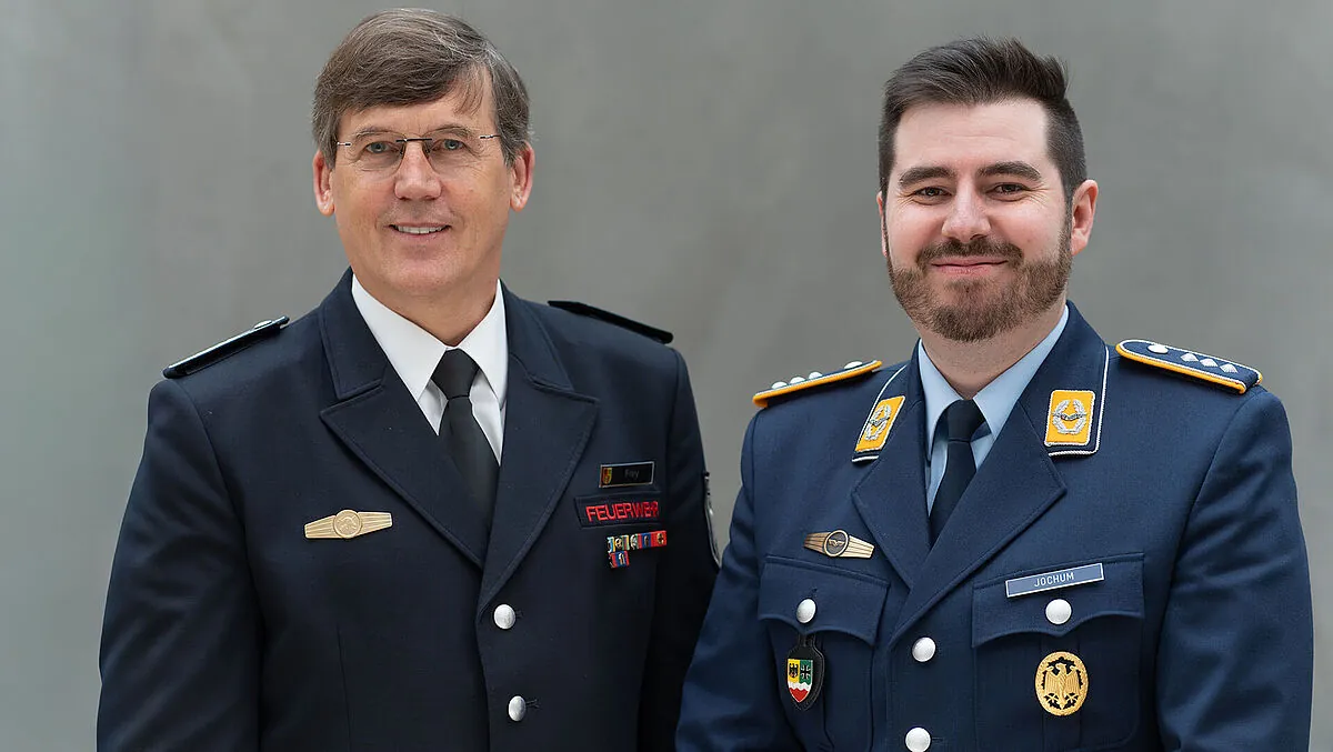 Hauptmann Lukas Jochum (r.), Vorsitzender Zentraler Bereich, und sein Stellvertreter, Brandoberamtsrat Christian Frey. Foto: DBwV 