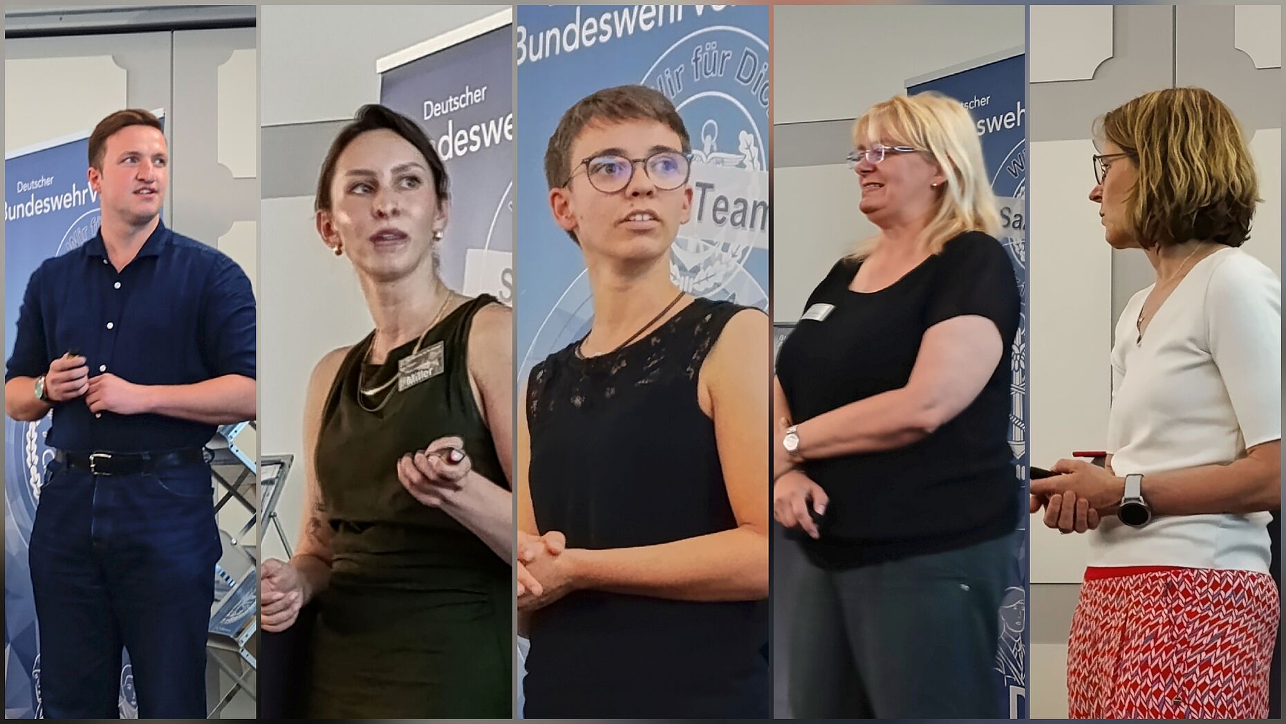 Das Referententeam vom BFD und KarrC vermittelte wertvolle Informationen, darunter Fabian Altmann (von links), Sara Miller, Clara Weißenberger, Silke Middeke und Simone Schneider. Fotos/Collage: Martin Funk/IK