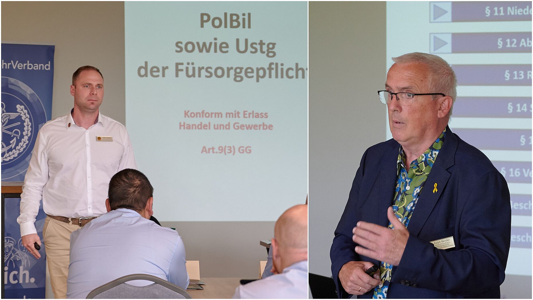 Daniel Grabmann vom Außendienst (l.) und Ralph Bender als Beteiligungsrechtler boten den Chefs ihre Unterstützung an. Foto: Ingo Kaminsky