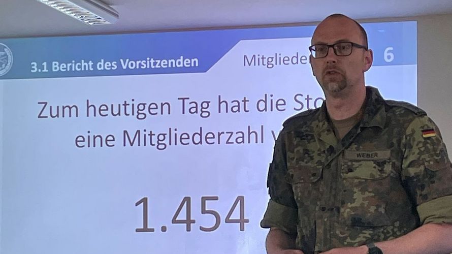 Hauptmann Christian Weber während des Rechenschaftsberichts des Vorstands. Foto: Christian Weber