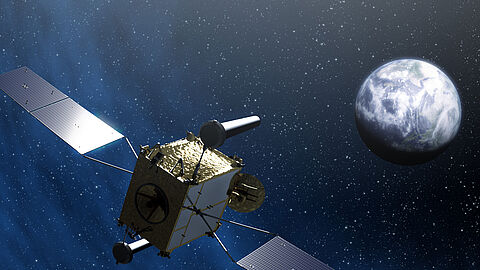 Erster Kommunikationssatellit der Bundeswehr: 2009 startete der COMSATBw ins All. Foto: dpa/Astrium GmbH