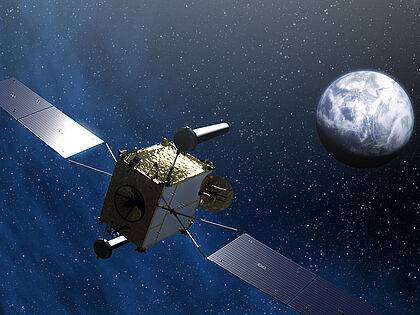 Erster Kommunikationssatellit der Bundeswehr: 2009 startete der COMSATBw ins All. Foto: dpa/Astrium GmbH