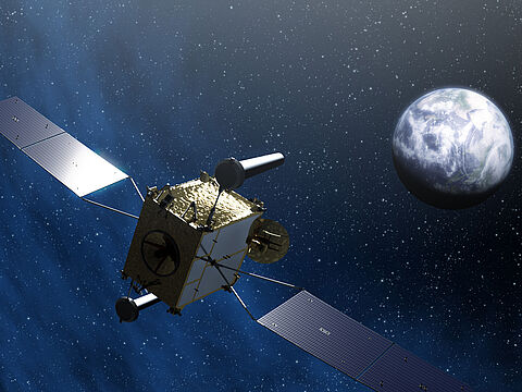 Erster Kommunikationssatellit der Bundeswehr: 2009 startete der COMSATBw ins All. Foto: dpa/Astrium GmbH