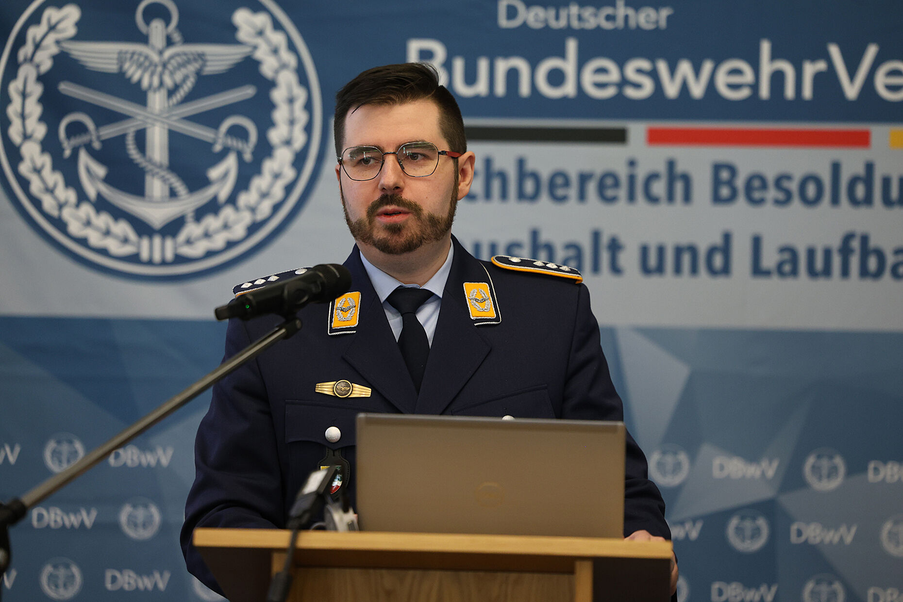 Hauptmann Lukas Jochum, Vorsitzender Zentraler Bereich. Foto: DBwV/Yann Bombeke