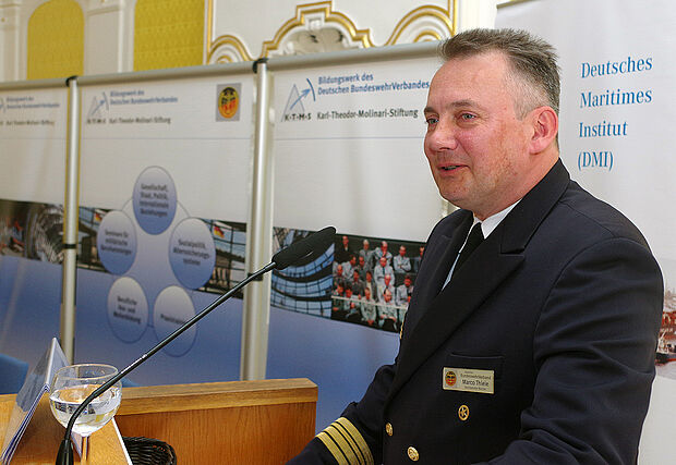 Der Vorsitzende Marine im DBwV, Fregattenkapitän Marco Thiele Foto: DBwV/Henning