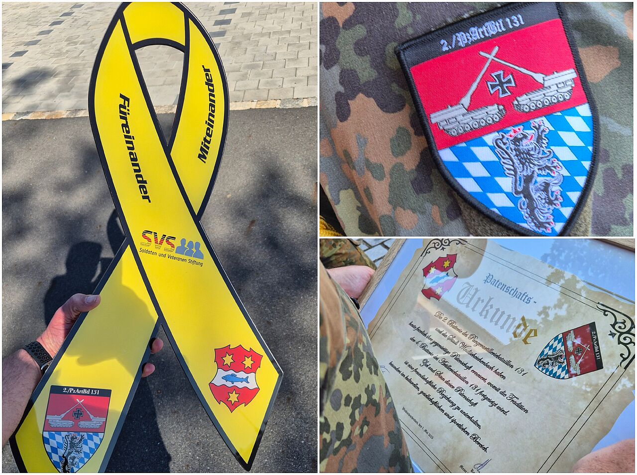 Während der feierlichen Übergabe der „Gelben Schleifen“ erneuerten die Stadt und die 2./PzArtBtl 131 die Patenschaft. Foto: DBwV/Christian Schleicher