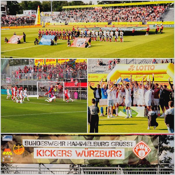 Unter dem Motto „Für Euch im Einsatz – Für uns auf dem Platz“ bekräftigen Soldaten und die Würzburger Kickers ihre Gemeinsamkeit und gegenseitige Wertschätzung. Foto: Günther Ludwig