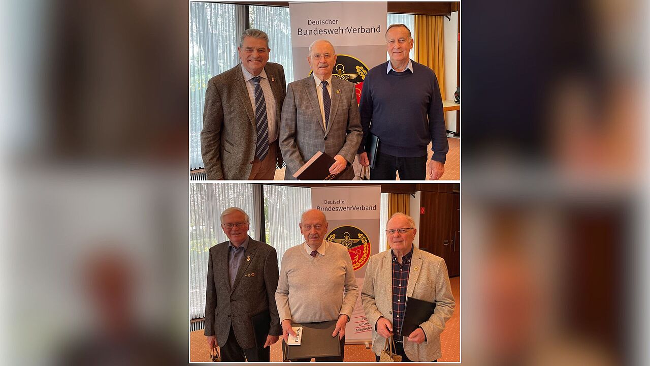 Langjährige DBwV-Mitglieder wurden bei der Kameradschaft Ehemalige, Reservisten, Hinterbliebene (KERH) ERH Großraum Bonn geehrt. Foto: KERH Bonn