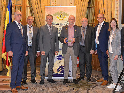 Die DBwV-Delegation zu Gast in Bukarest. Der rumänische EUROMIL-Verband MOR (Military Order of Romania) begrüßte als Gastgeber die Teilnehmer. Foto: DBwV