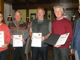Oberstabsfeldwebel a.D. Winfried Riedinger, Stabsfeldwebel a.D. Adolf Schneider, Stabsfeldwebel a.D. Harald Reichenecker; Stabsfeldwebel a.D. Peter Grießhaber und Stabsfeldwebel a.D. Erwin Vohrer (v.l.). Foto: DBwV