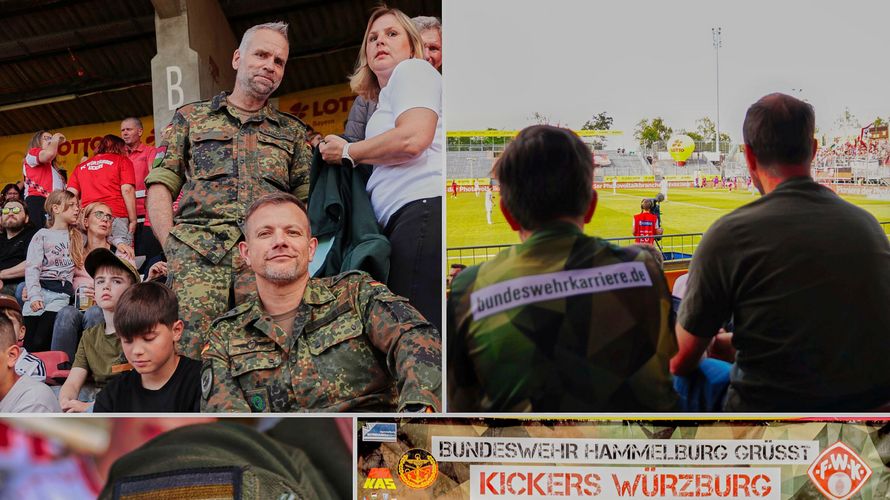 Die TruKa Hammelburg unter Vorsitz von Hauptmann Steffen Naumann (Bild oben links) unterstützte die gemeinsame Aktion des Freizeitbüros Hammelburg und des FC Würzburger Kickers. Foto: Günther Ludwig 