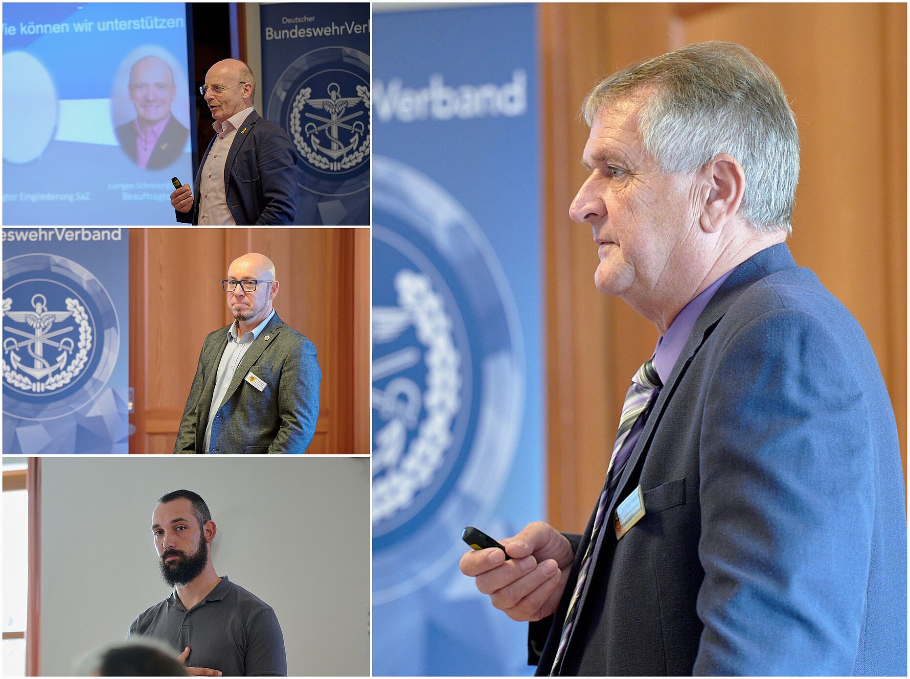 Boten ihre Dienste für die Mitglieder der Kameradschaften an: Jürgen Schreier, Dirk Mayer-Schumann, Matthias Eppner (l.v.o.) und Bernhard Hauber vom Landesverband. Foto: Ingo Kaminsky