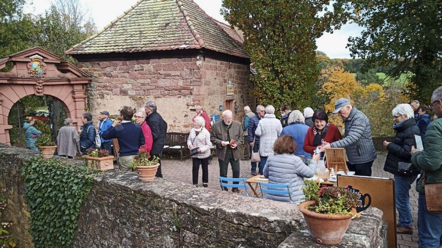 Die Mitglieder der KERH am Eingang zur Burg Gamburg mit dem restrukturierten Burggarten. Foto: Carina Rother