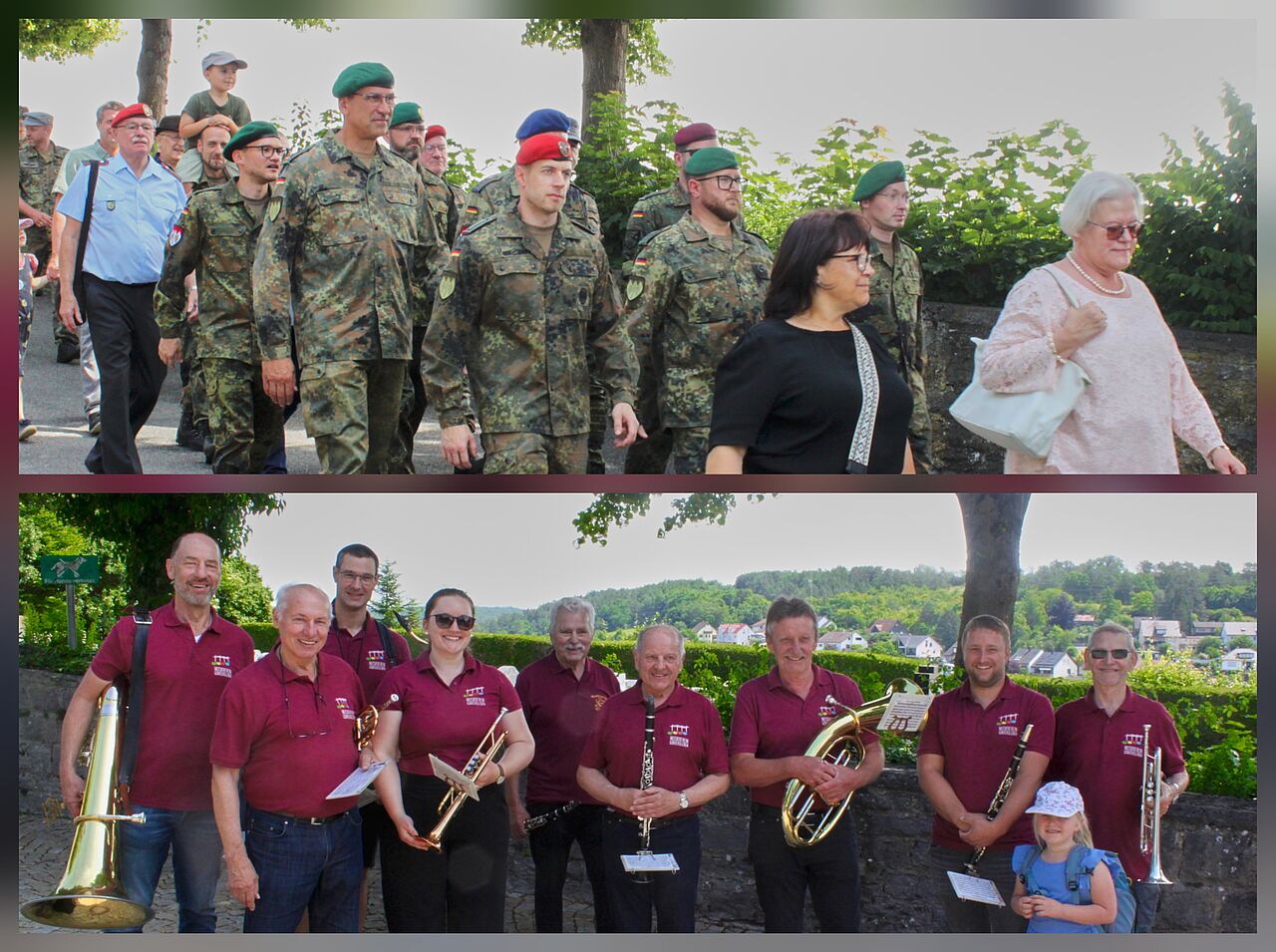 Begleitet von musikalischen Klängen des Musikvereins Güntersleben führte der „Marsch der Veteranen“ die Gäste zum „Bürgerstammtisch“  in den Gasthof Altenberg. Foto: Susanne Fiedrich