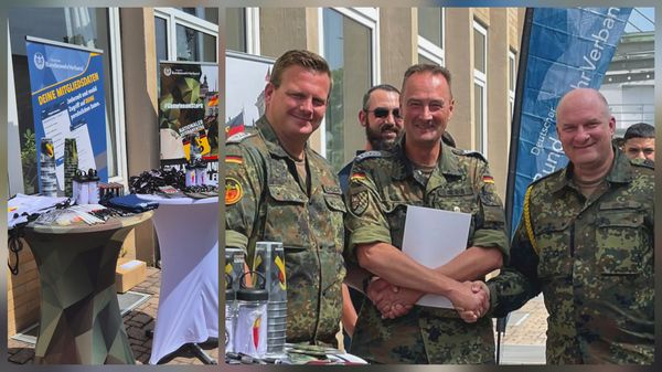 Ausgezeichnet wurde ebenso für seine treue Mitgliedschaft Oberstabsfeldwebel Tobias Dusold. Foto: P. Bochnik