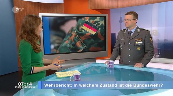 Zu Gast im "ZDF-Morgenmagazin": Der DBwV-Bundesvorsitzende Oberstleutnant André Wüstner. Screenshot: ZDF/Morgenmagazin