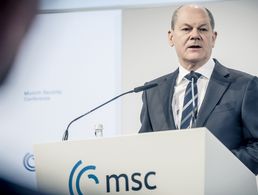 Die Gefahr eines Krieges in der Ukraine sei keinesfalls gebannt, sagte Bundeskanzler Olaf Scholz auf der Münchner Sicherheitskonferenz. Foto: MSC/Kuhlmann
