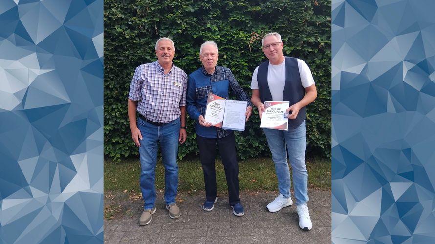 Harald Zimmer (von links) ehrte Wolfgang Stade und Andreji Pfitzner. Foto: DBwV