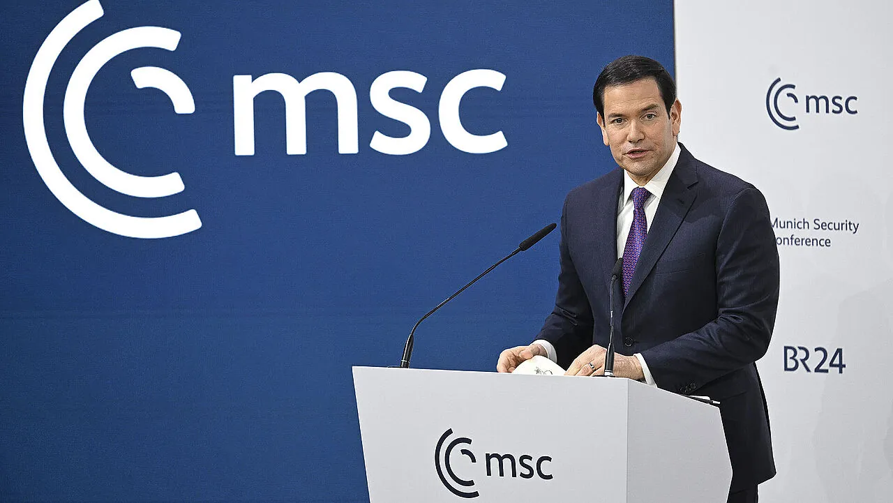 Auf der MSC betonte US-Außenminister Marco Rubio die Verbundenheit zu Europa, sparte aber auch nicht mit freundlich verpackter Kritik. Foto: picture alliance/REUTERS/Thilo Schmuelgen
