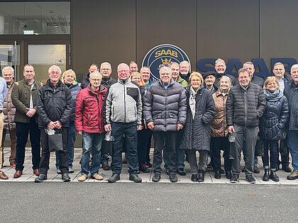 Mitglieder der Kameradschaft ERH Nürnberg besuchten den Standort Nürnberg der Saab-Group – ein schwedisches Unternehmen, das weltweit für innovative Sicherheits- und Verteidigungstechnologien steht. Foto: Katharina Wagner/Saab-Group