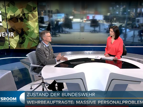 Auch bei WELT TV bezog der Bundesvorsitzende, Oberst André Wüstner, Stellung und forderte angesichts der weltpolitischen Lage einen Ruck ein, der durch Deutschland geht. Foto: Screenshot