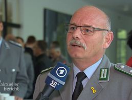 Landesvorsitzender Oberstleutnant Lutz Meier während des Jahresempfangs des LV West im Saarland. Screenshot: DBwV