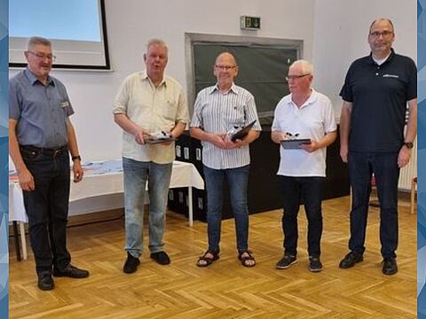 Ulrich Peise (von links), Hans-Joachim Kramer, Wolfgang Moje, Christoph Trompeter und  Michael Scholz. Foto: DBwV