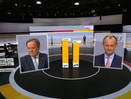 Der Moment, als das Wahlergebnis bekanntgegeben wurde: Armin Laschet setzte sich in der Stichwahl gegen Friedrich Merz durch. Screenshot: DBwV
