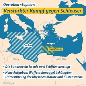 Auch Flugzeuge und Hubschrauber werden im internationalen Luftraum zwischen der italienischen und libyschen Küste eingesetzt. Foto: Bundesregierung