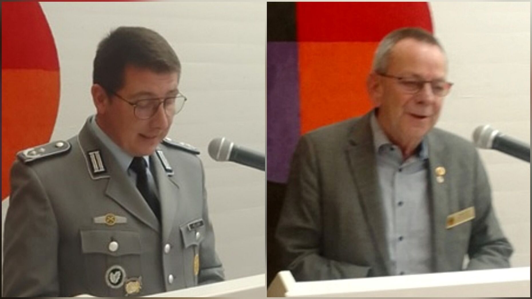 Bezirksvorsitzender Harald Lott sowie Oberstleutnant Marc Kellner als Vertreter des Regimentskommandeurs überbrachten gute Wünsche zum Jahresende. Foto: Johannes Allgaier