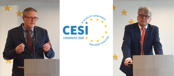 Wiedergewählt: CESI-Schatzmeister Klaus Heeger (l.) und Präsident Romain Wolff. Foto: Screenshot DBwV