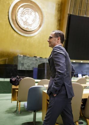 Außenminister Heiko Maas im Sitzungssaal der Generalversammlung der Vereinten Nationen. Deutschland strebt einen nichtständigen Sitz im UN-Sicherheitsrat an. Foto: Imago