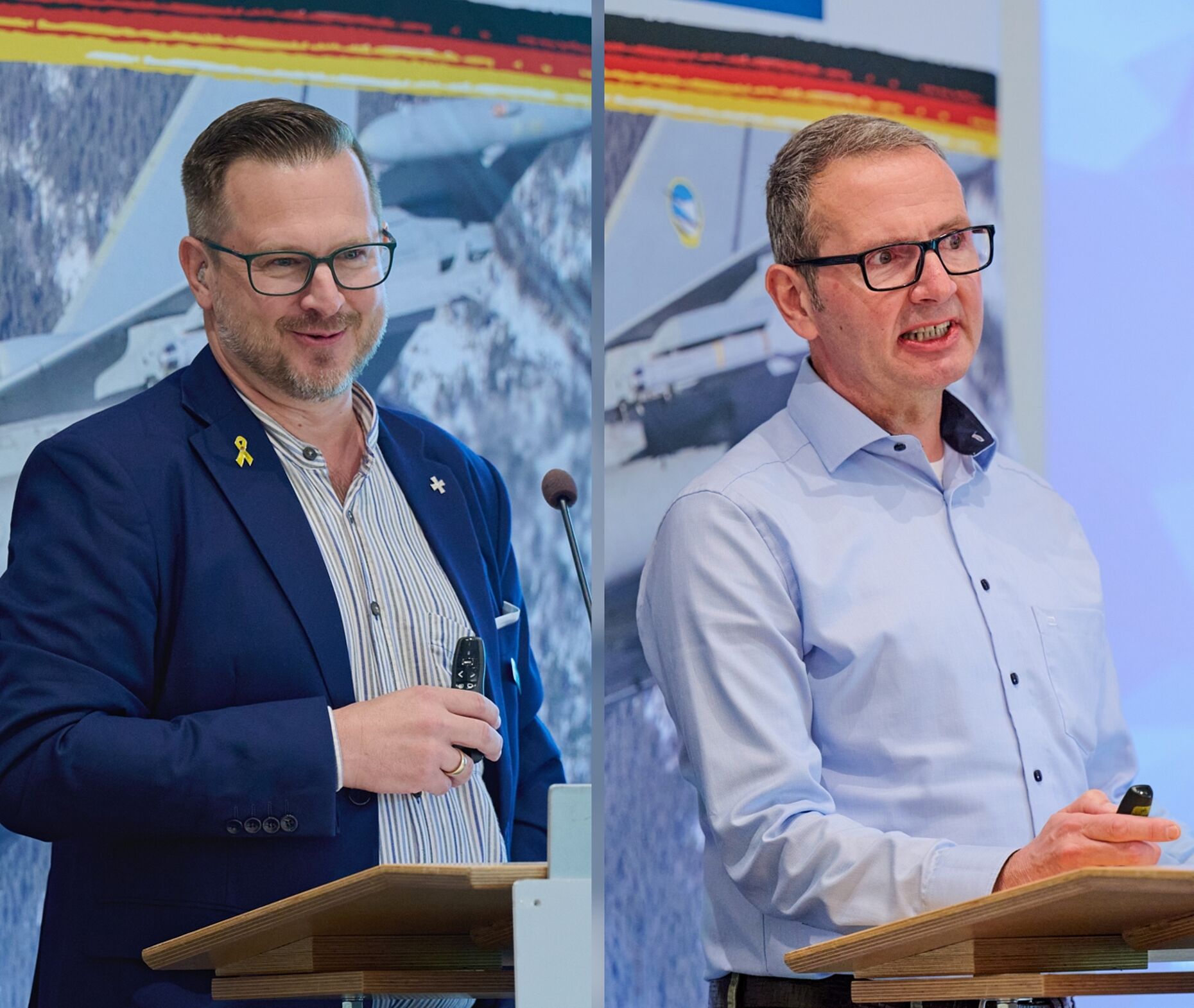 Axel Thies (FöG) und Stephan Forster (MEDIRENTA) präsentierten Versicherungs-, Service- und Beratungsangebote, die den Mitgliedern des DBwV zusätzliche Unterstützung bieten. Fotos: Ingo Kaminsky