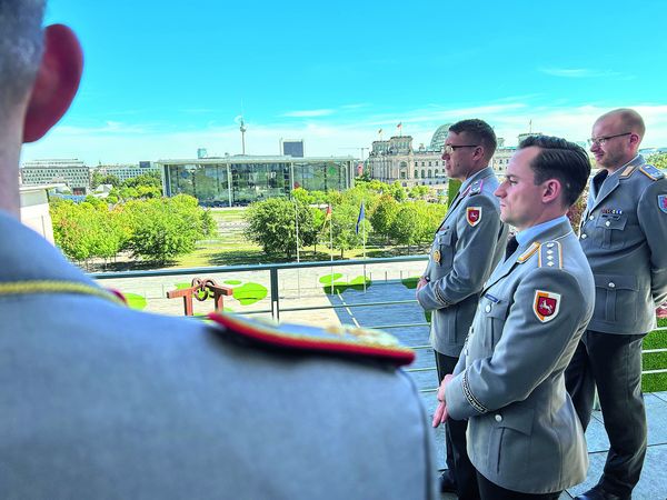 Blick auf das Berliner Regierungsviertel vom Balkon des Bundeskanzleramts. Foto: DBwV/Oliver Krause