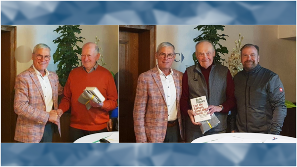 Armin Rother bedankte sich für langjährig Unterstützung im Vorstand bei Hauptmann a.D. Walter May (Bild links) und Stabsfeldwebel a.D. Rainer Schwab (Bild rechts Mitte) mit einem Präsent. Foto:  C. Rother