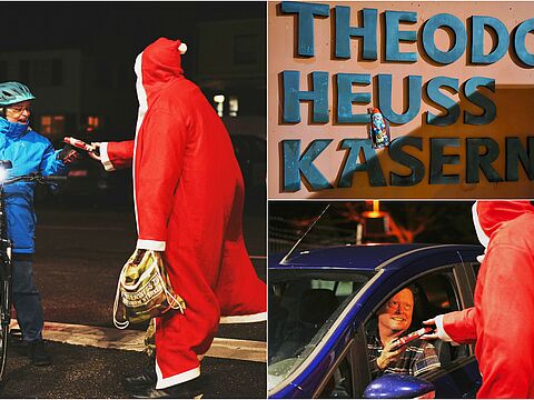 Der Nikolaus mit seinen Helfern bereitete Beschäftigten und Soldaten der Theodor-Heuss-Kaserne Stuttgart eine freudige Überraschung. Foto: Ralf Pieper