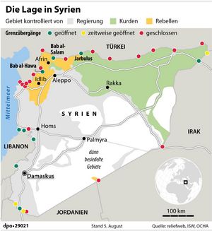 Die aktuelle Lage in Syrien. Grafik: dpa