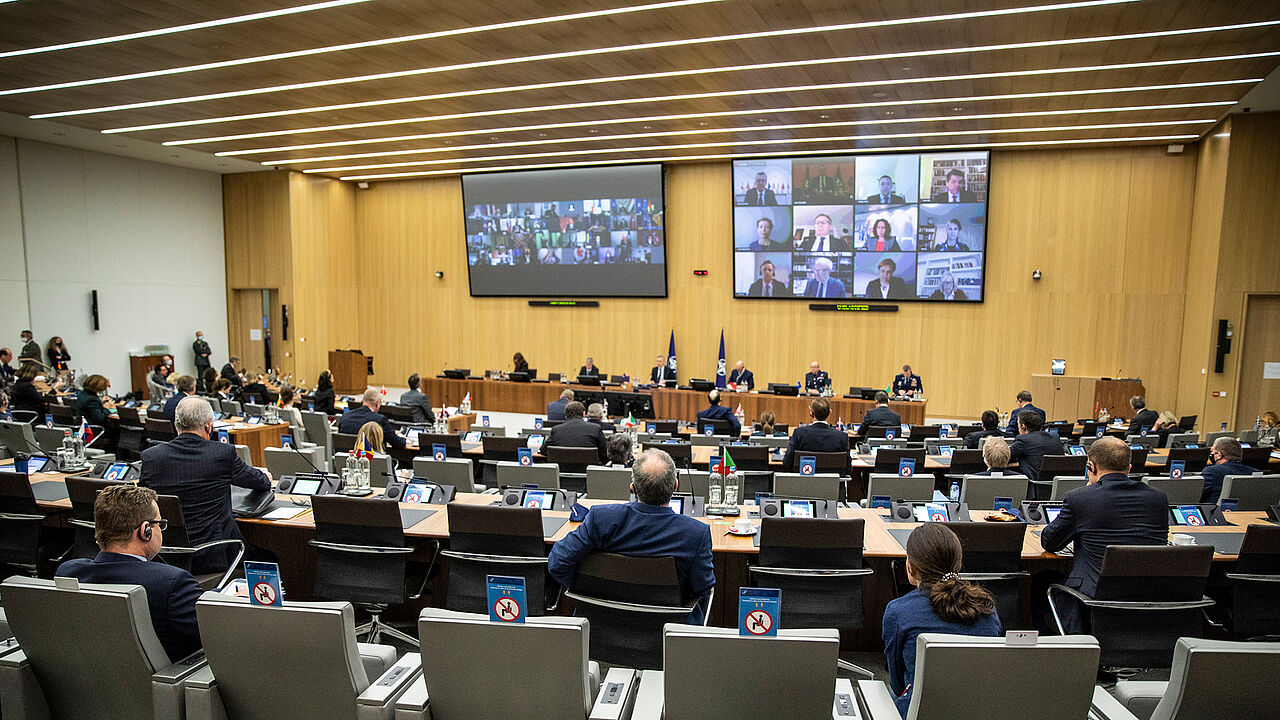 Die Außenminister der Nato-Mitgliedstaaten debattieren per Videokonferenz über notwendige Reformen des Militärbündnisses. Foto: Nato