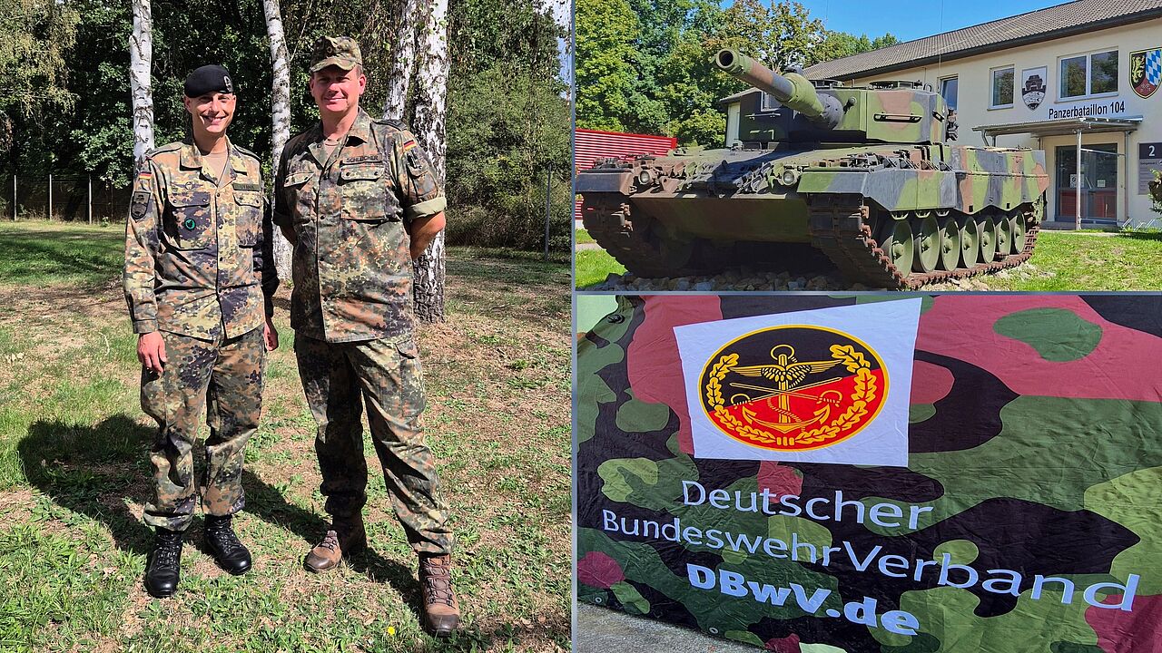 Bezirksvorsitzender Stabsfeldwebel Christian Schleicher (rechts) dankte Kommandeur Oberstleutnant Sascha Uyanik für die Einladung des DBwV und die gelungene Veranstaltung. Foto: Christian Schleicher
