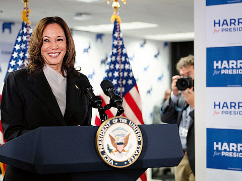 Joe Biden ist aus dem Rennen: Die US-Vizepräsidentin Kamala Harris könnte die neue Präsidentin der Vereinigten Staaten werden. Foto: picture alliance/via Reuters