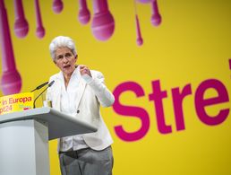 Marie-Agnes Strack-Zimmermann auf dem Europaparteitag der FDP. Foto: picture alliance/dpa/Michael Kappeler