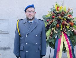 Der Vorsitzende der StoKa München, Hauptfeldwebel Mirko Lange, nach der Kranzniederlegung bei der Zentralfeier der Stadt München zum Volkstrauertag. Foto: Mirko Lange