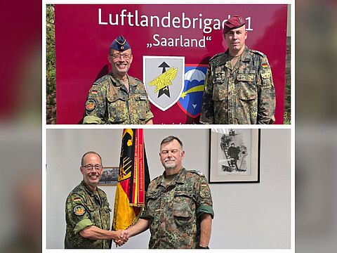 Zu Besuch im Saarland: Landesvorsitzender Stabsfeldwebel Volker Keil besuchte anlässlich seiner Sommerreise den Kommandeur Landeskommando Saarland, Oberst Uwe Staab und den designierten Kommandeur Luftlandebrigade 1, Oberst Markus Meyer. Fotos: LLBrig 1/LKdo HE