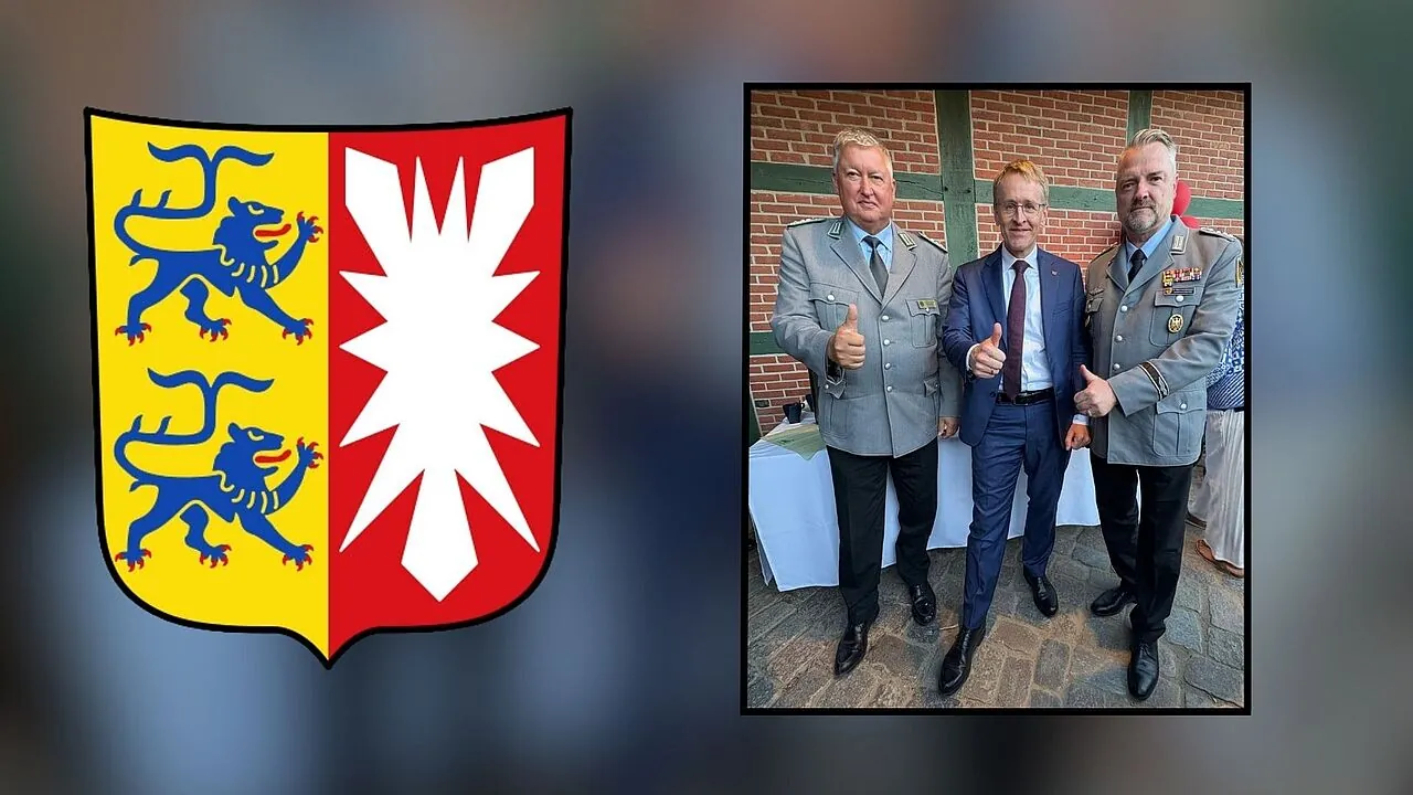 Oberst Thomas Behr (von links), Ministerpräsident Daniel Günther (CDU) und Oberst d.R. Dr. Marc Lemmermann, Landesvorsitzender der Landesgruppe Schleswig-Holstein des Reservistenverbandes (VdRBw). Foto: DBwV