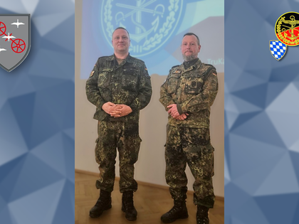 In der TruKa LfzTBer Niederstetten sowie TruKa UstBer StO Niederstetten genießen die bisherigen Vorsitzenden Obergefreiter Nico Löschner (l.) und Stabsunteroffizier Michael Nötzold weiterhin das Vertrauen der Mitglieder. Foto: Nico Löschner