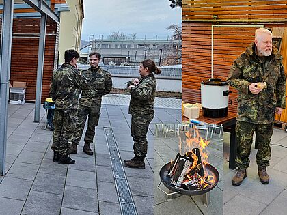 Eine neue Art der After-Work-Gestaltung: Der Einladung der Truka zum „Umtrunk an der Feuerschale“ folgten nahezu 20 Angehörige des LKdo Baden-Württemberg. Fotos: Ralf Pieper