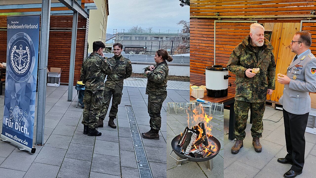 Eine neue Art der After-Work-Gestaltung: Der Einladung der Truka zum „Umtrunk an der Feuerschale“ folgten nahezu 20 Angehörige des LKdo Baden-Württemberg. Fotos: Ralf Pieper