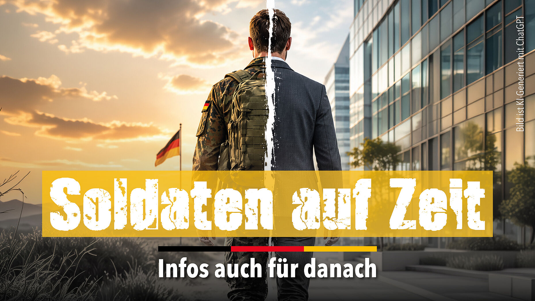Titelbild "Soldaten auf Zeit". Bild ist KI-Generiert mit ChatGPT