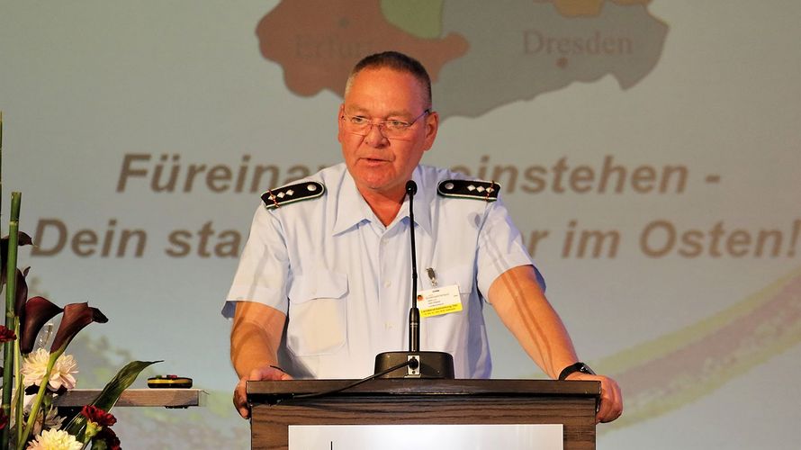 Der Landesvorsitzende, Hauptmann a.D. Uwe Köpsel. Foto: DBwV/Kruse